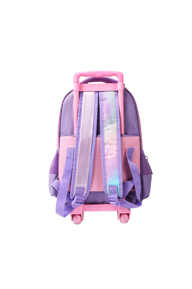 Mochila con carrito + cartuchera Trendy Lila