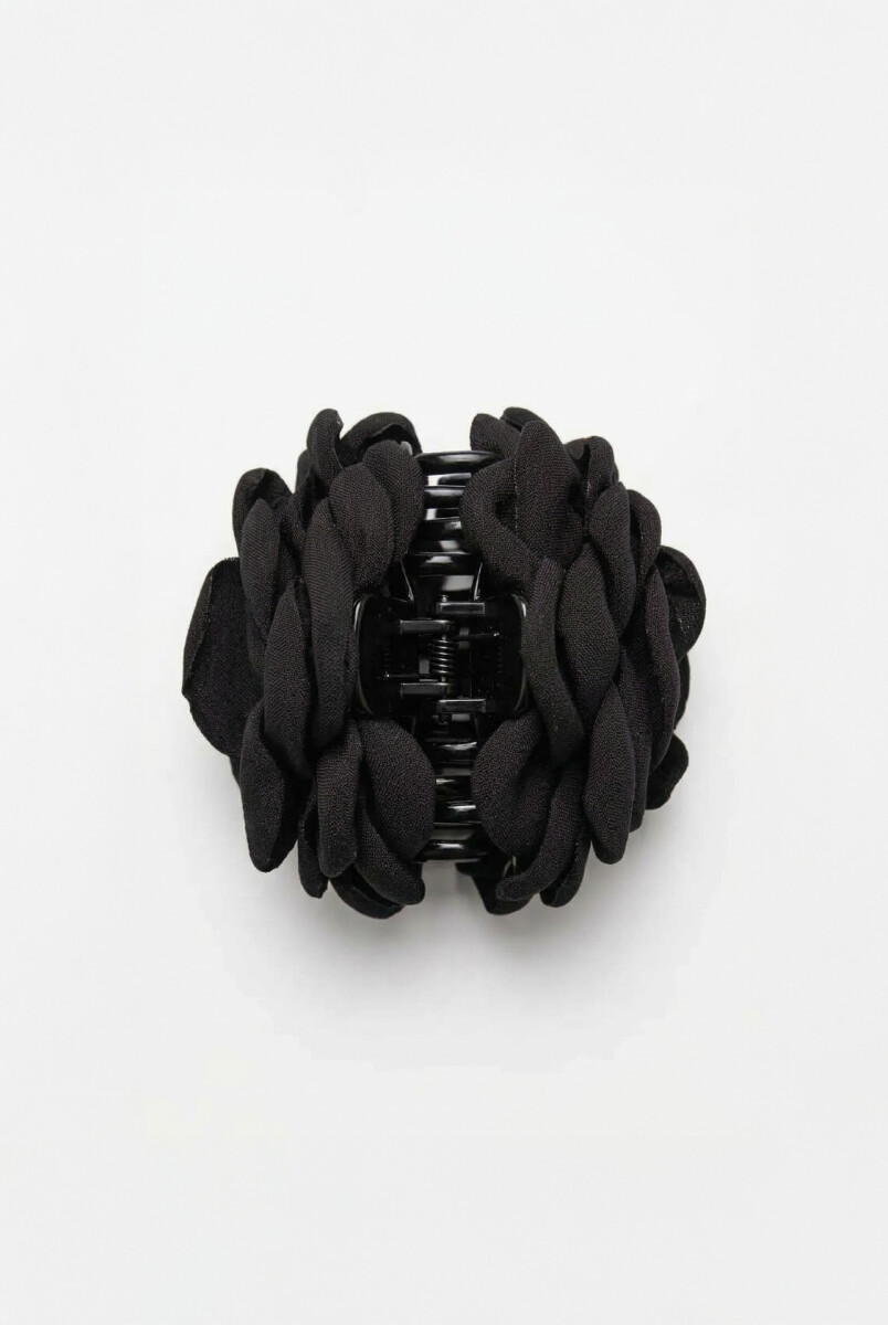 Broche flor tela - negro 