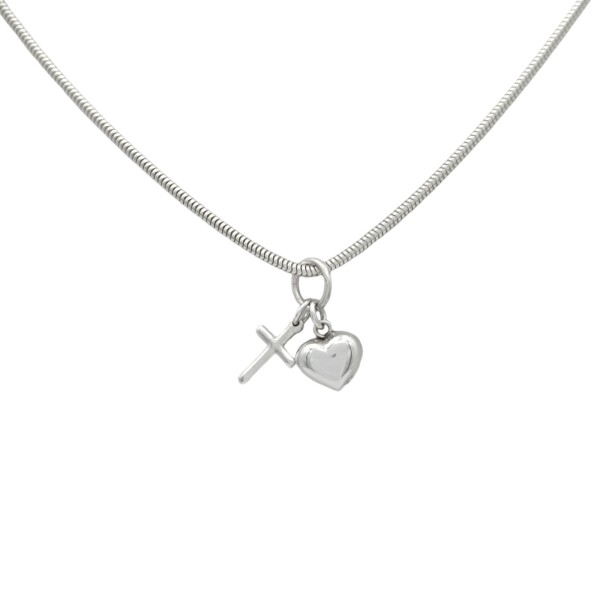 Dije Colgante Corazón y Cruz-Plata 925-Sin Piedra-CP3788 sinpiedra
