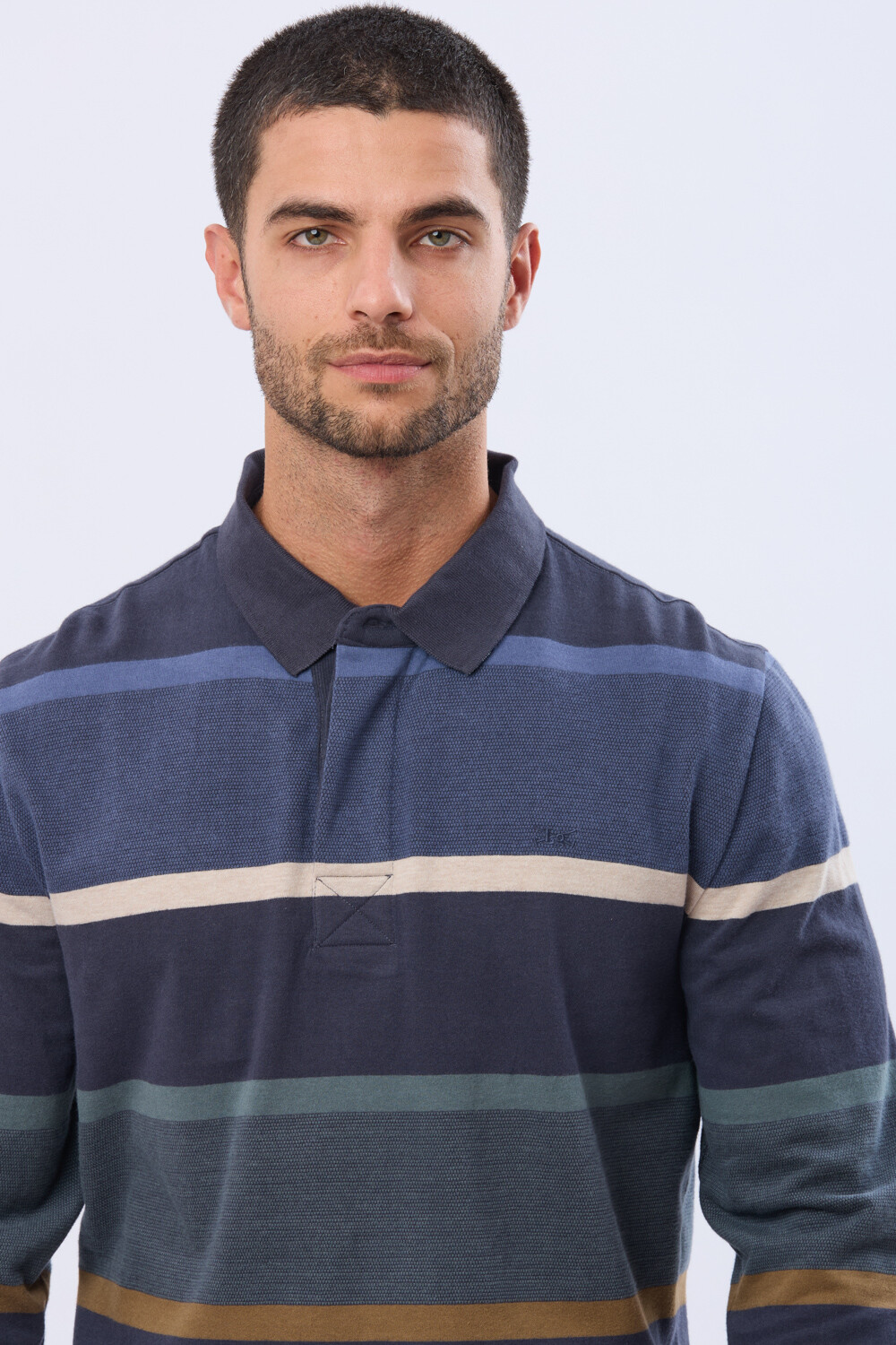 REMERA POLO RAYADA DE ALGODÓN Azul