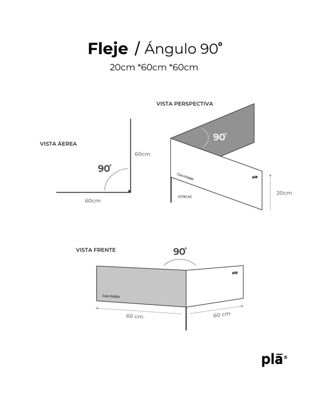 Fleje Ángulo 90° * 20cm x 60cm x 60cm - Acero Corten