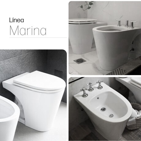 INODORO CORTO CON TAPA Y BIDET JUEGO MARINA BLANCO BRILLANTE BLANCO