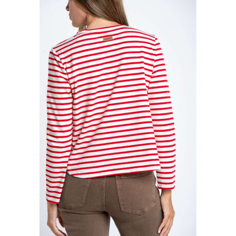 Remera Rayada Algodón Rojo