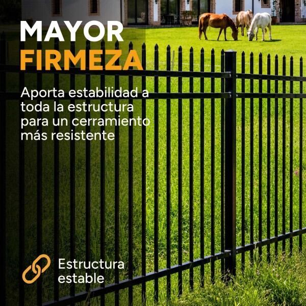Poste Para Reja Modular Cerco Seguridad Hierro 2,40 Metros Color Negro