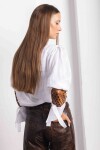 Camisa Puño Lino Blanco Con Camel