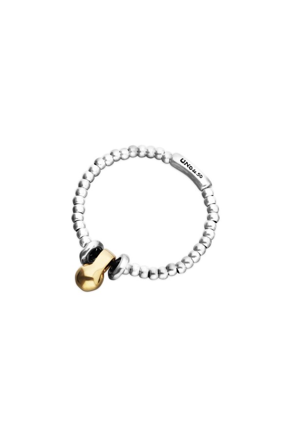PULSERA DE BOLAS DE TAMAÑO PEQUEÑO BAÑADAS EN PLATA DE LEY Y BOLA GRANDE BAÑADA EN ORO 18K Pulsera