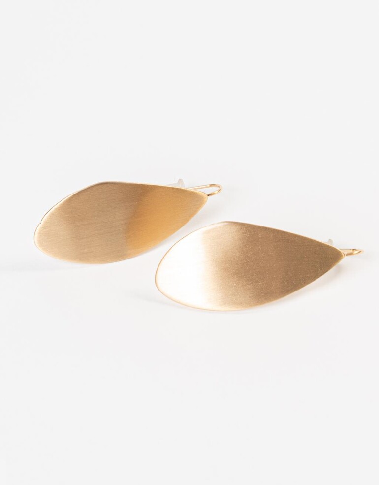Aros Colgantes Cortos Metal Aros Curvo - Dorado Plata Cepillada