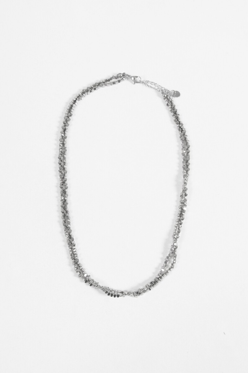 Collar triple vuelta strass plateado