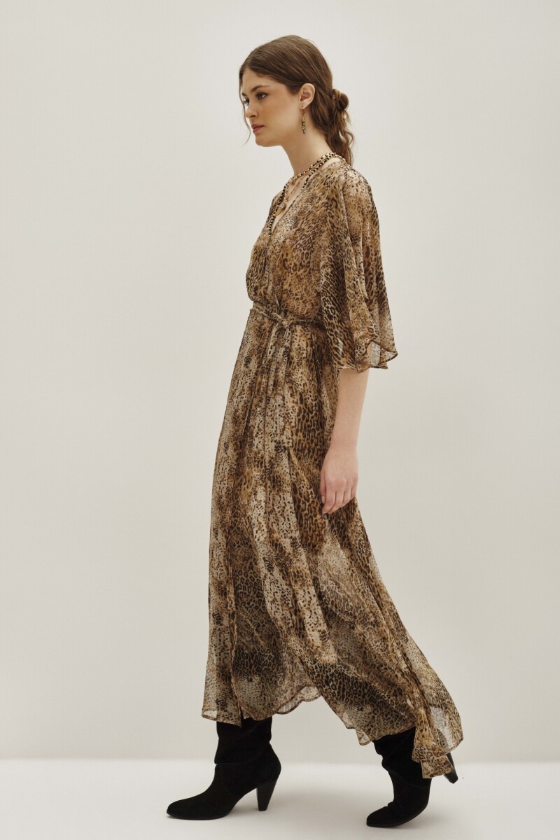 Vestido Andrea Animal Mini Marron