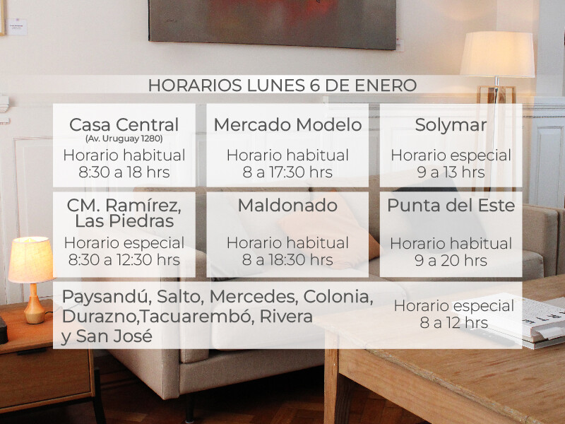 Horarios 6 de enero