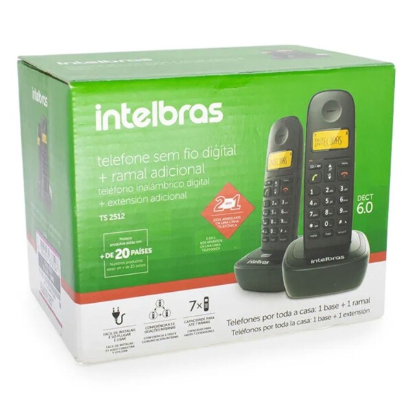 Teléfono Inalámbrico Intelbras Ts2512 Kit De 2 Bases TELEFONO INTELBRAS TS2512 2 BASES BK ***