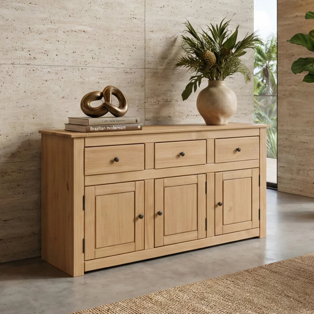 APARADOR TARUMA 100% MADERA MACIZA 3 CAJONES Y 3 PUERTAS – DISEÑO CLÁSICO APARADOR TARUMA 100% MADERA MACIZA 3 CAJONES Y 3 PUERTAS – DISEÑO CLÁSICO