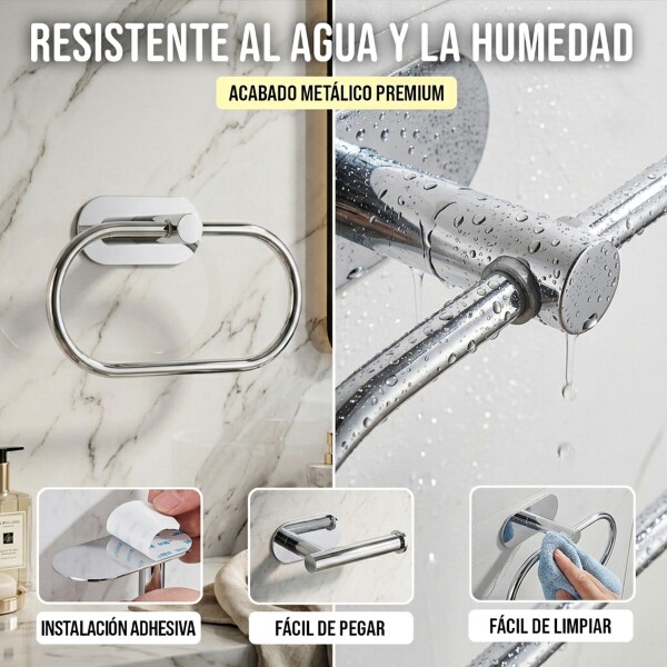 Set Accesorios De Baño Rollo Toalla Percha Juego 4 Piezas Adhesivo Acero Inoxidable Imback Color Plateado Set Accesorios De Baño Rollo Toalla Percha Juego 4 Piezas Adhesivo Acero Inoxidable Imback Color Plateado
