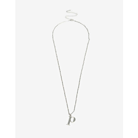 Collar Largo Inicial P Plateado Rodio