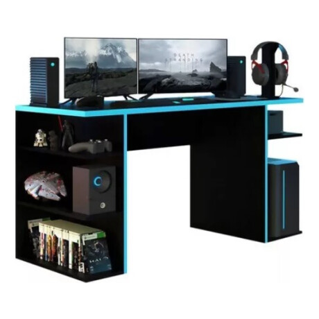 Escritorio Gamer Mesa Para Pc Estantes Calidad Azul