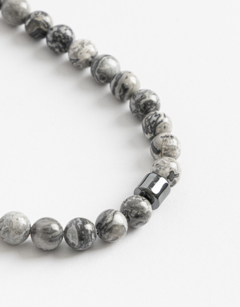 Collares Cortos Piedra Collar De Piedras Men's Collection - Gris Melange