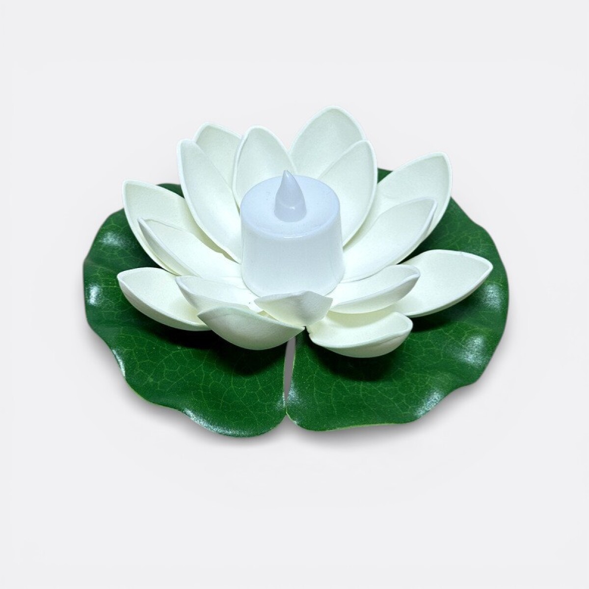 Flor De Loto Decorativa Con Luz 18cm - Blanco 