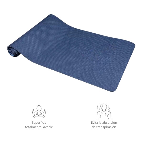 Colchoneta Mat Tpe 6 Mm Doble Color Azul Yoga Pilates con Correa Colchoneta Mat Tpe 6 Mm Doble Color Azul Yoga Pilates con Correa