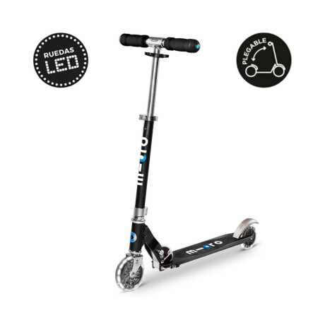 Monopatín Micro Sprite Plegable LED Ajustable con 2 Ruedas Negro