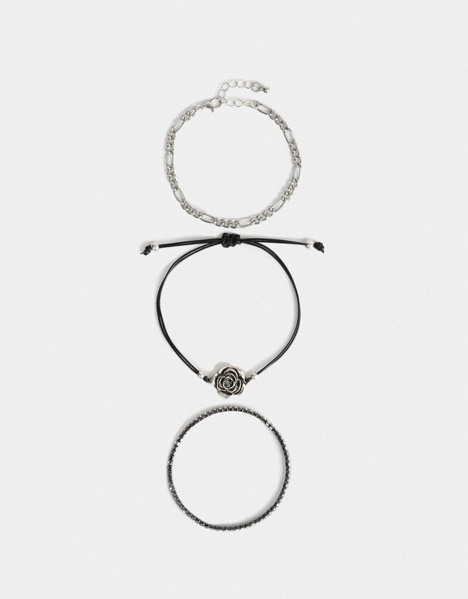 Pulseras Flexibles Sets Con flores Set De Pulseras Flexibles Con Flores - Plateado Antique Silver