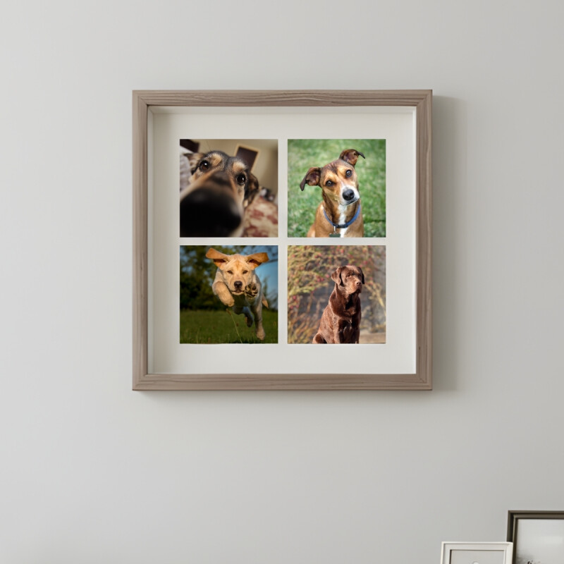 Portarretrato cuadro para cuatro fotos 27x27cm cuadrado MADERA