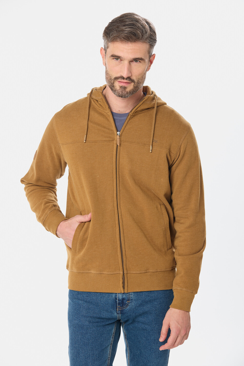 CANGURO CON CIERRE Y CAPUCHA Beige