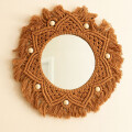 Espejo Redondo Tejido En Macrame Con Estilo Desflecado Macramar grande