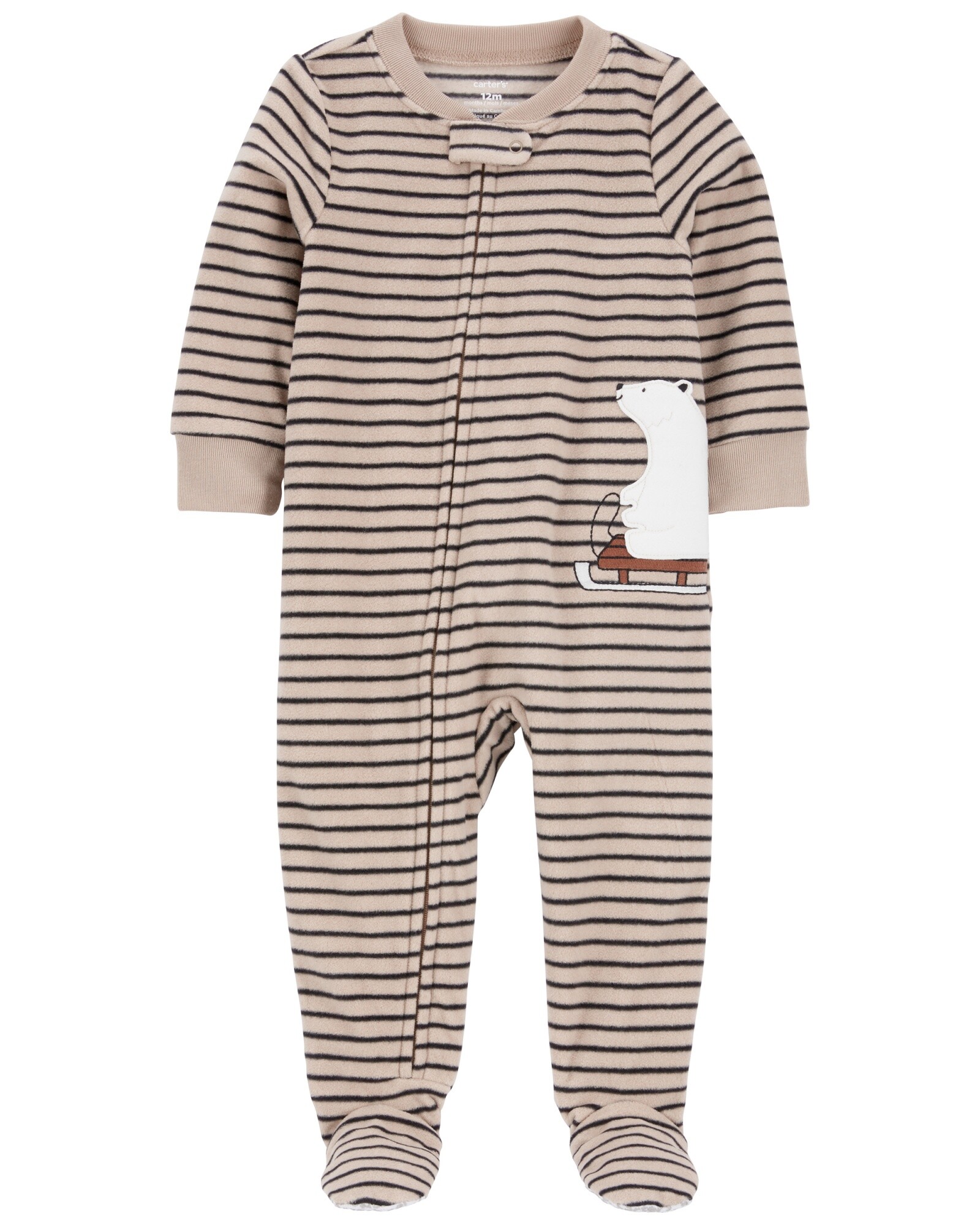 Pijama una pieza de micropolar con pie estampa oso polar 0