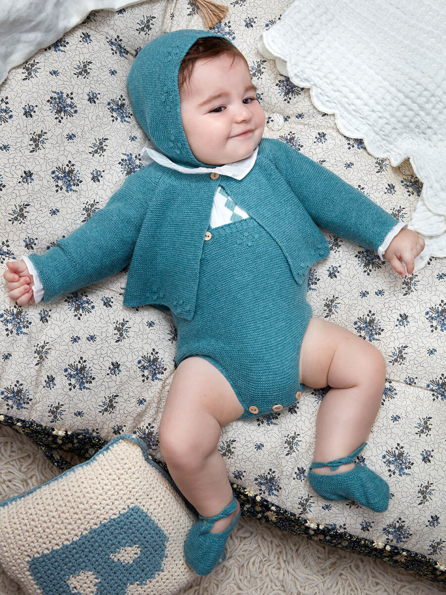 Chaqueta De Punto Bobo Cinturilla Turquesa