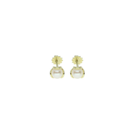 Caravanas en oro 18k con perlas de cultivo de 4mm Caravanas en oro 18k con perlas de cultivo de 4mm