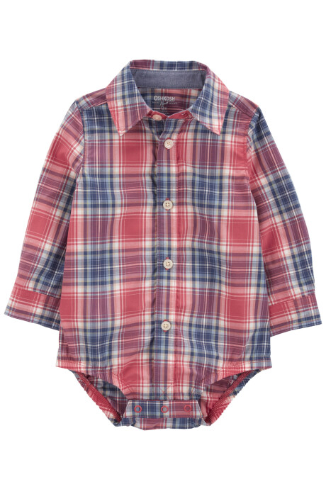 Body de algodón, tipo camisa, diseño a cuadros Sin color