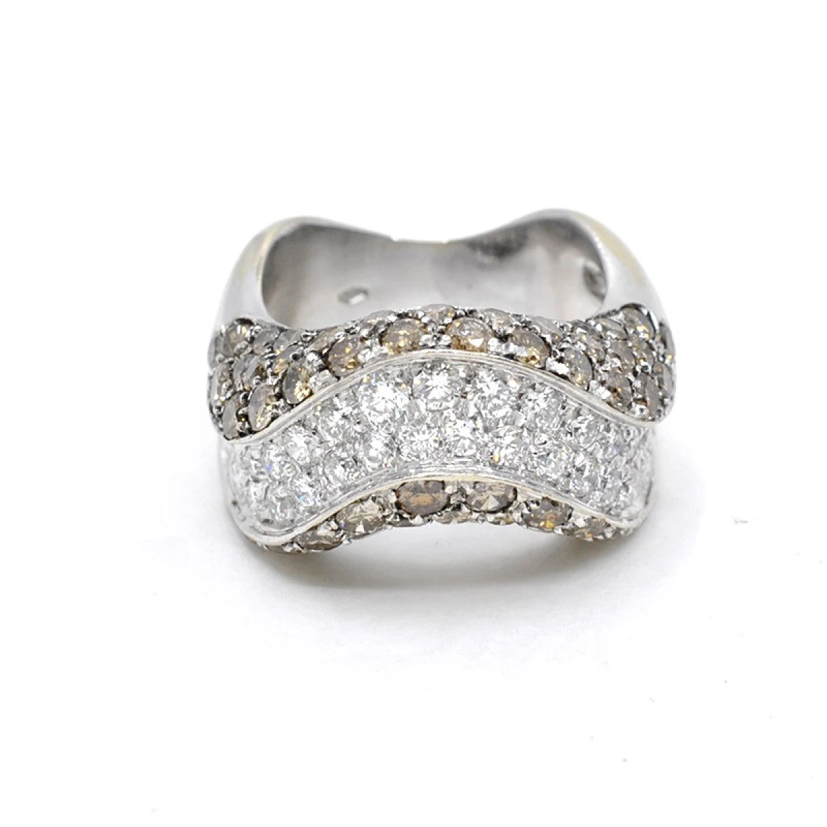 Anillo En Oro 18K Y Brillantes (Champagne Y Blancos) 