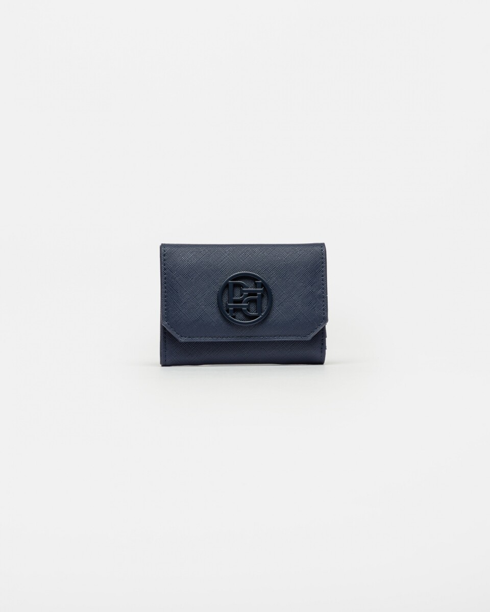 Billetera P&P En Efecto Cuero Saffiano - Azul 