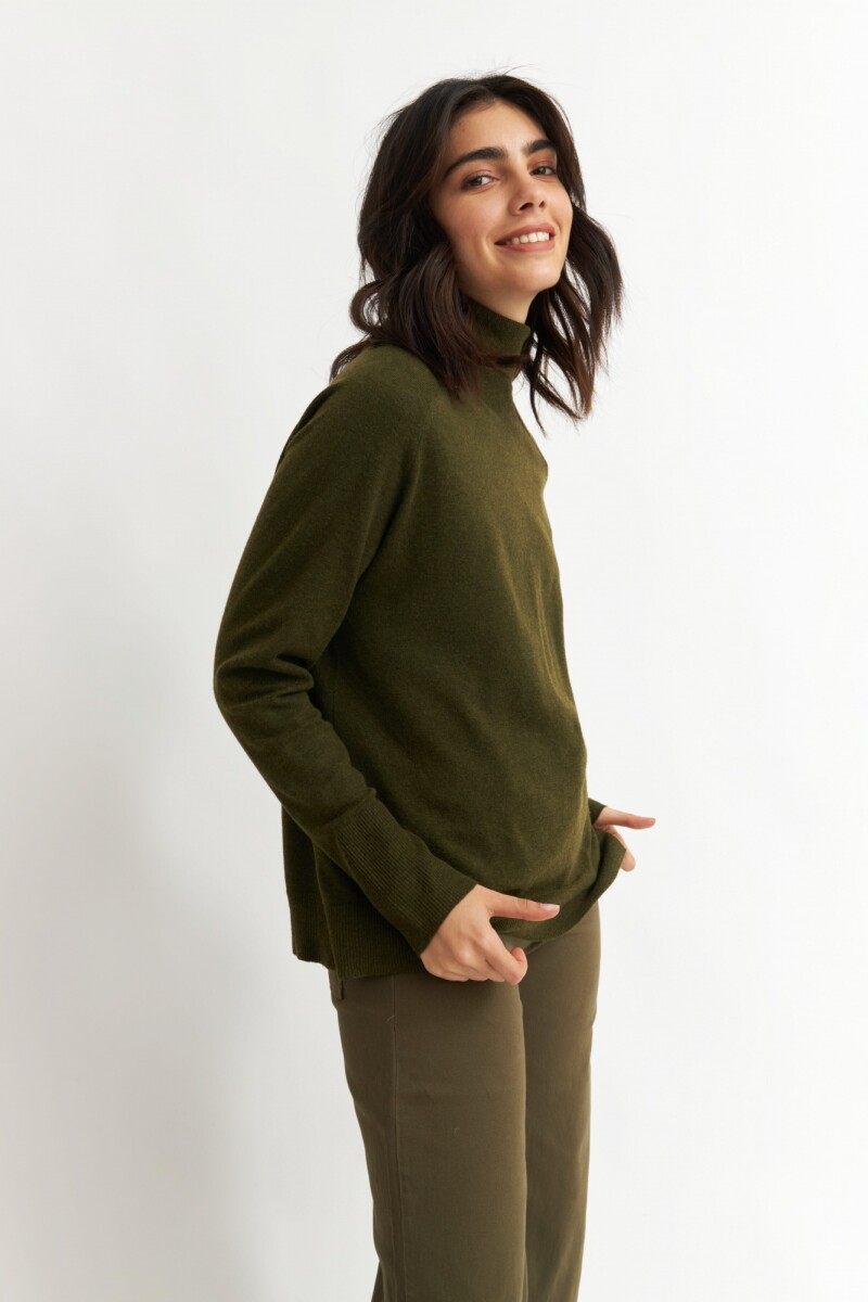 Sweater cuello rompeviento VERDE OLIVA