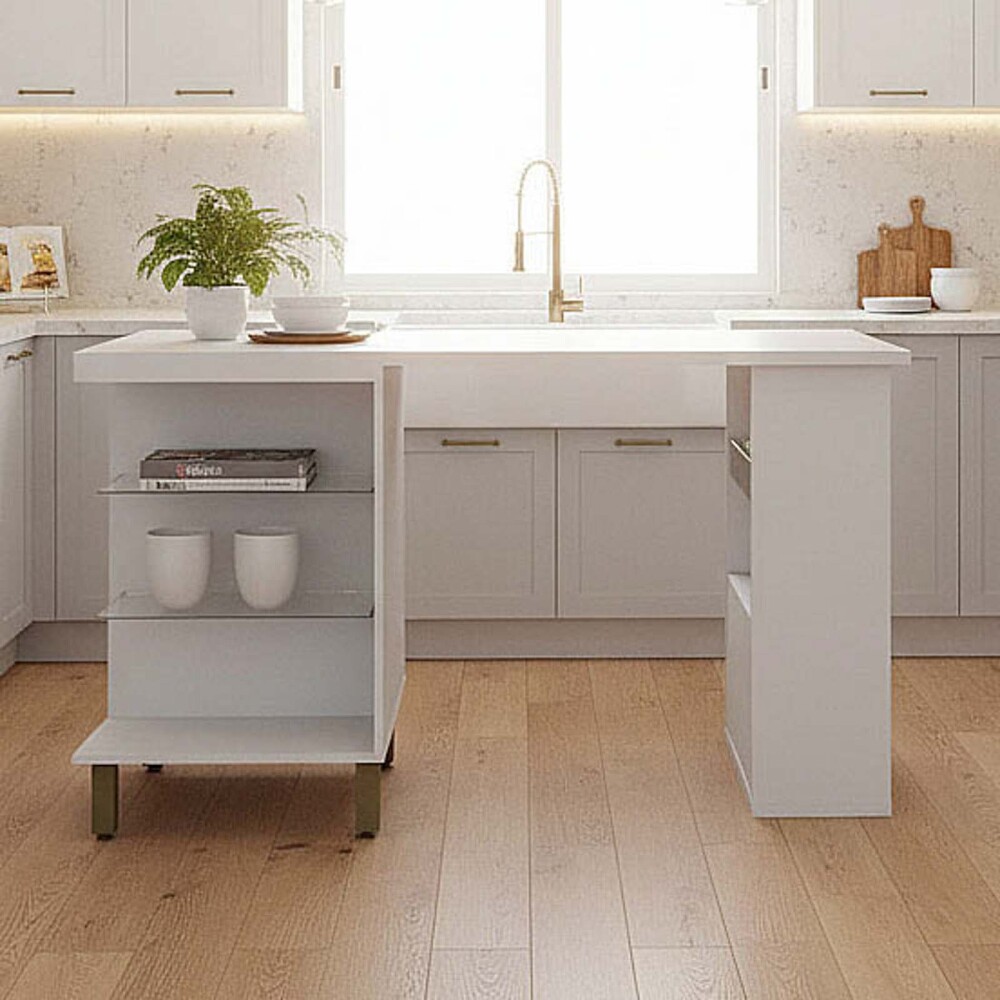 ISLA 140 CM MDF BLANCO AMERICANA