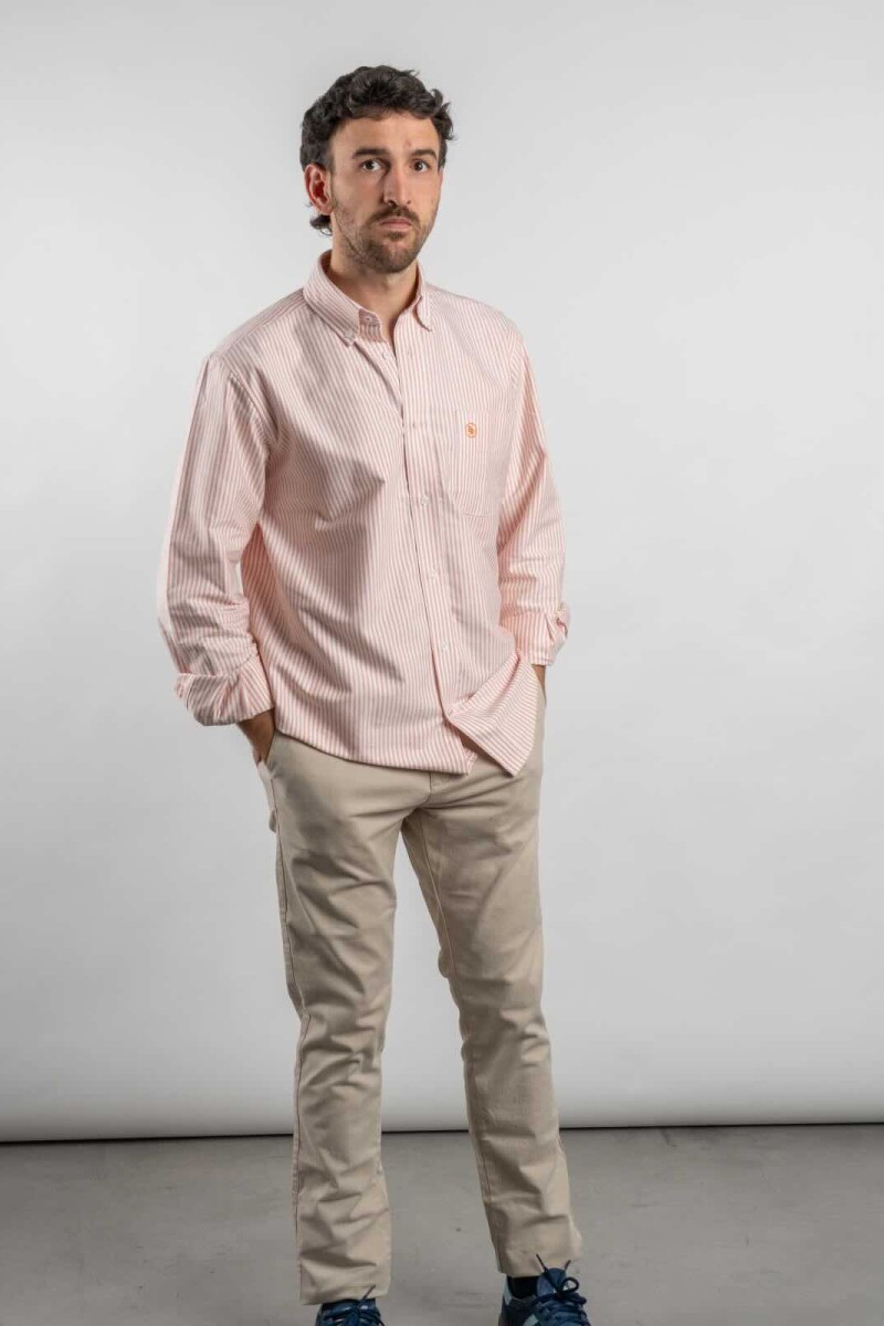 Camisa Oxford Rayada Brixton Roja