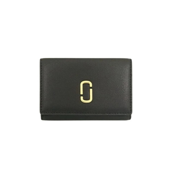 Billetera triple de cuero Negro