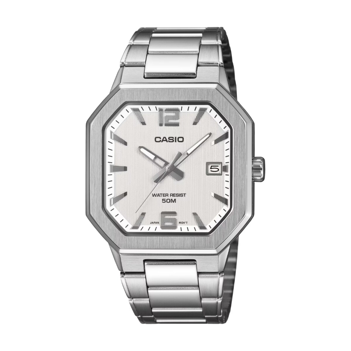 Reloj Casio MTPB195D 7AVDF para hombre con correa de acero - Plateado 