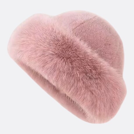 Gorro de Piel Sintética Estilo Cosaco Rosa