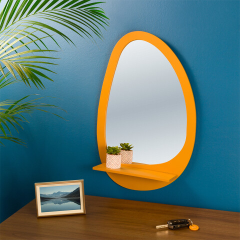 Espejo decorativo con estante Naranja