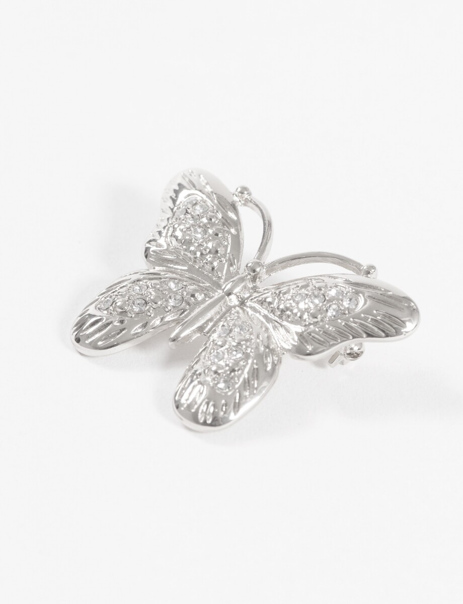 Broche prendedor mariposa - plateado 