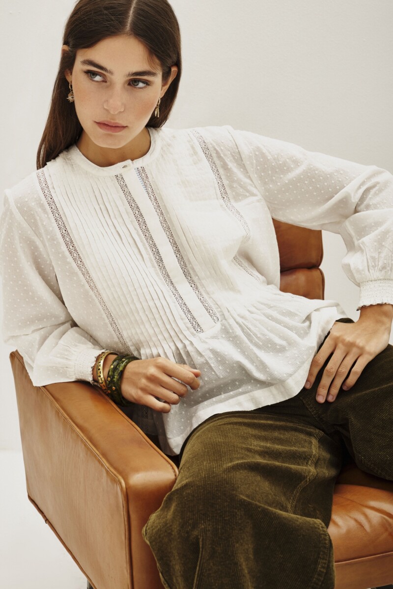 Camisa Cali Pleats Crudo