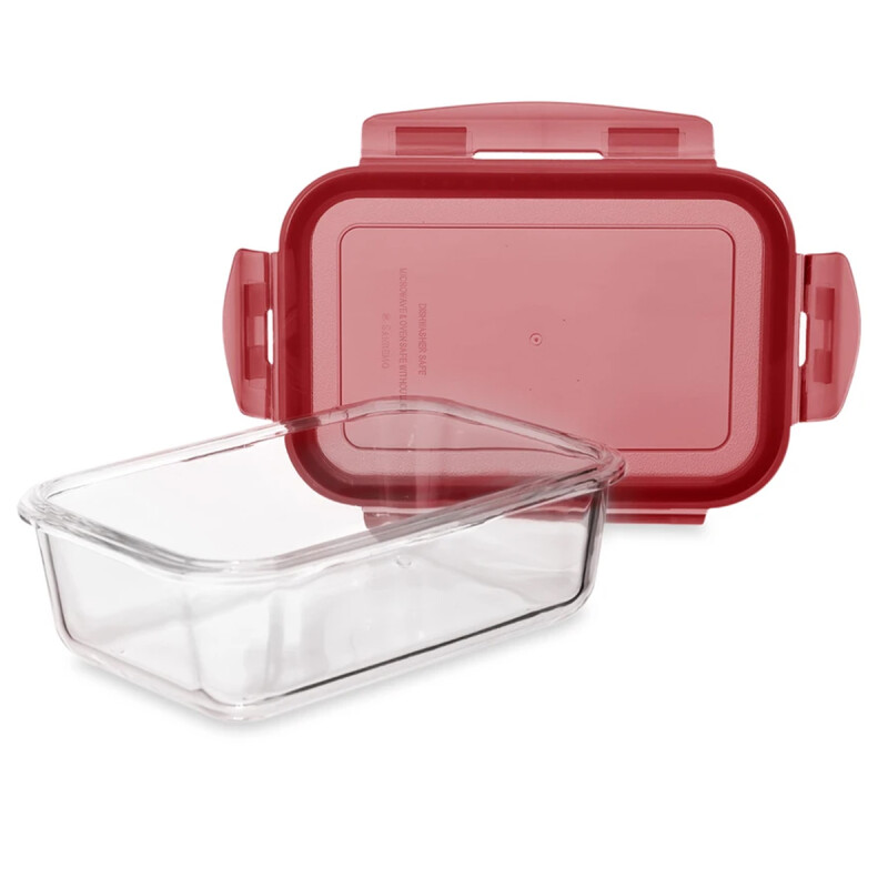 Pote hermético de vidrio rectangular 550 ml ROJO