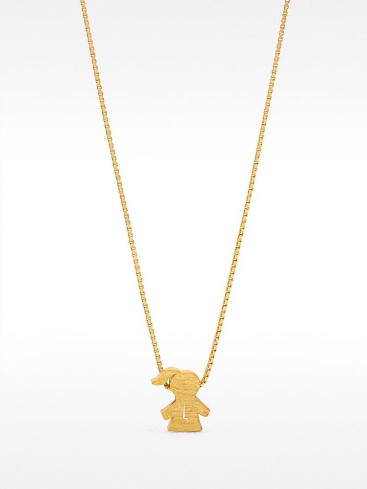 Collar Corto Con Charm Niña - Plata De Ley 925 dorado