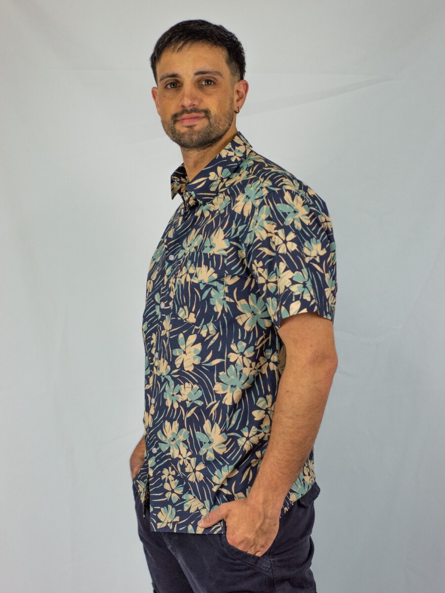 Camisa estampada Hawai - Blue Flower 