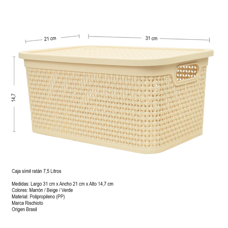 Caja simil ratán 7,5 lts 31x21x14,7 cm BEIGE