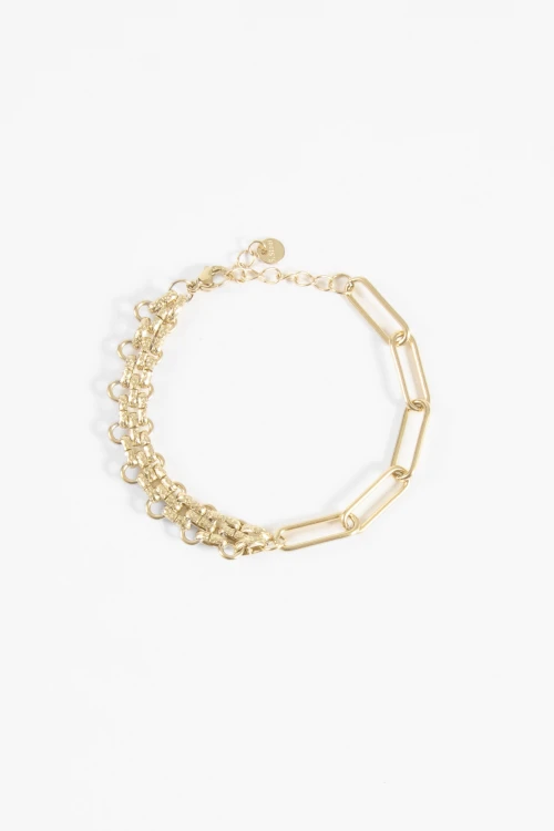 Pulsera acero combinada dorado