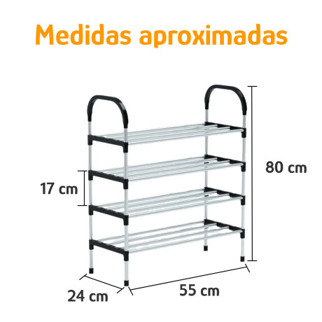 Organizador Zapatero Acero Multiuso 4 Niveles Liviano Plata/negro