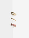Aros Sets Color Set De Earcuffs Con Flor - Dorado