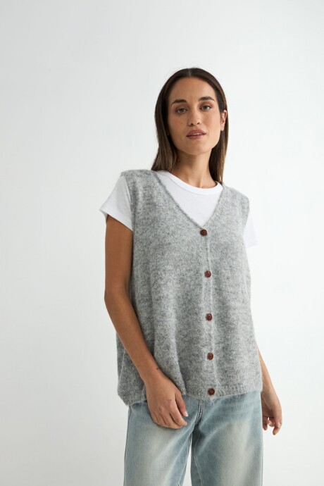 CHALECO TEJIDO CYNARA GRIS CLARO